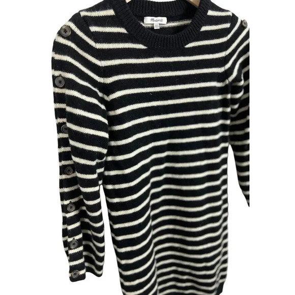 Madewell Button-Sleeve Sweater-Dress in Stripe Style H3615 Size XXS Women’s - Picture 6 of 10
